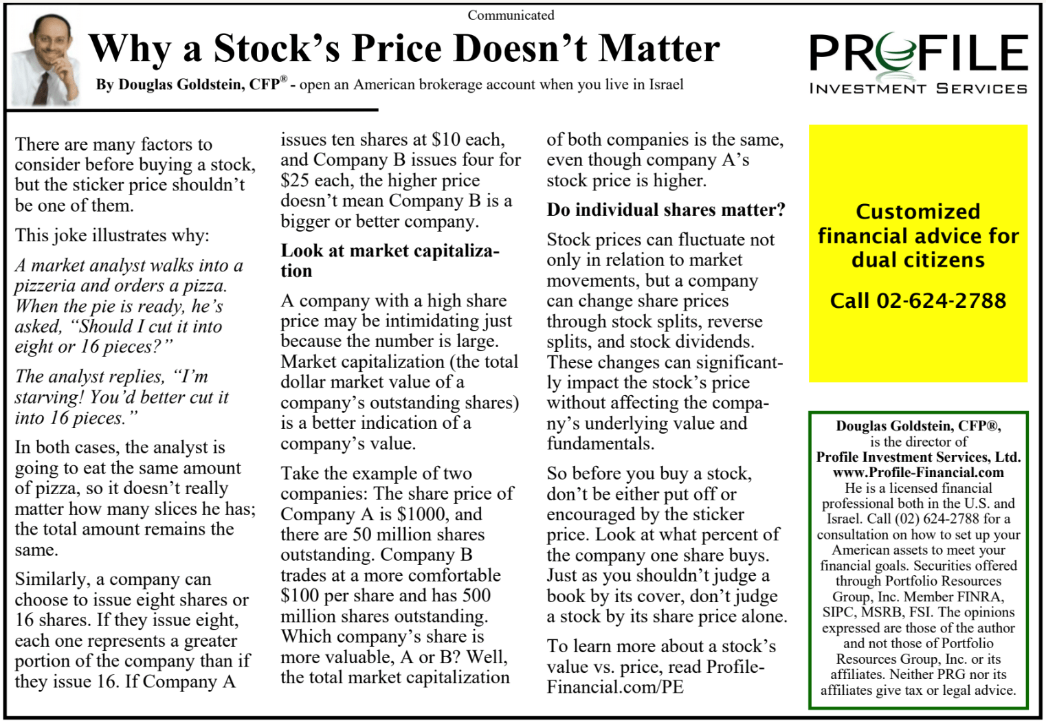 Why a Stock’s Price Doesn’t Matter Profile Financial