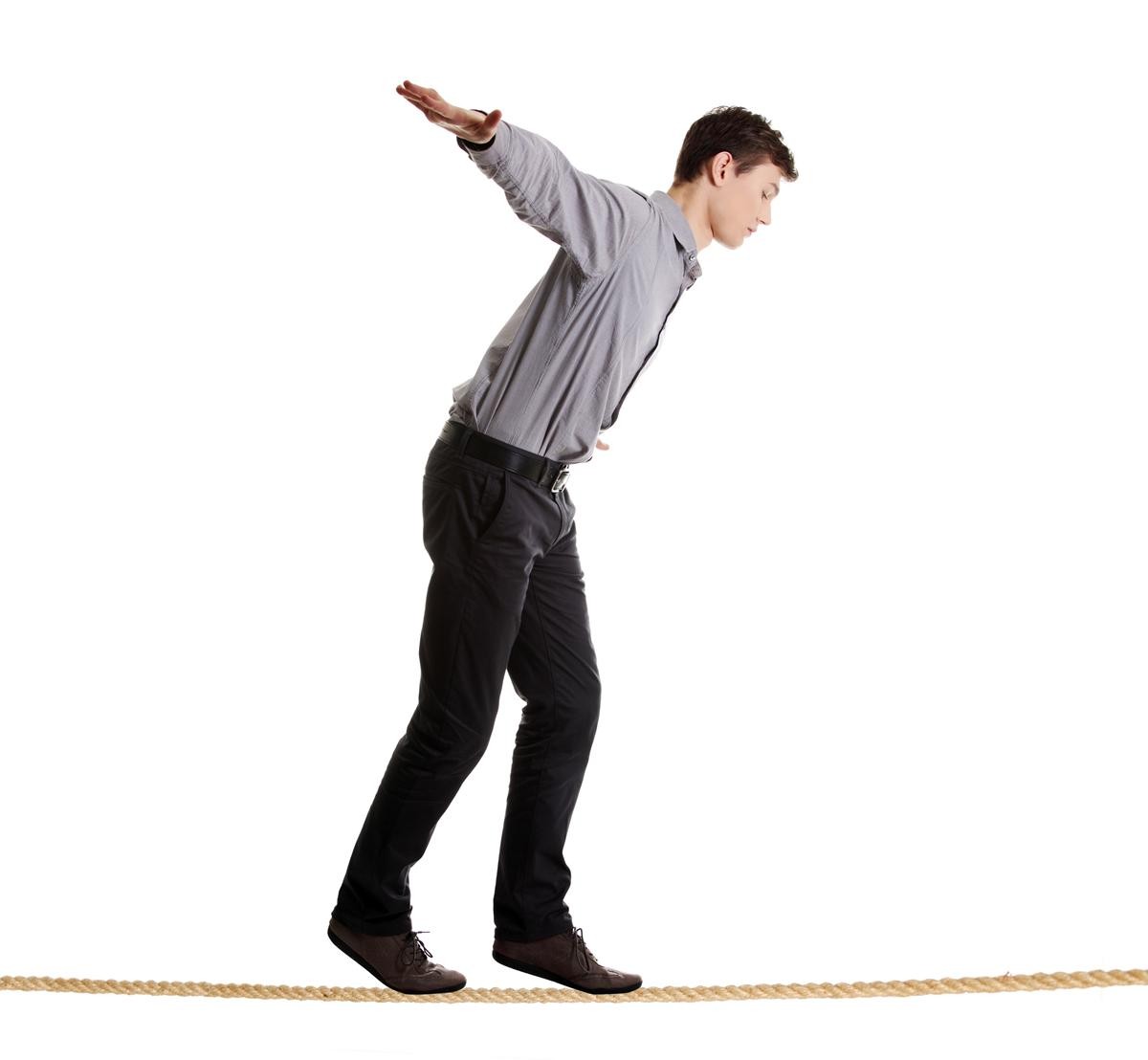 young man taking risk